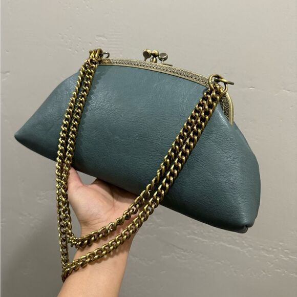 Handsewn Genuine Premium Leather Double Kiss-lock Clutch/Shoulder Bag/Crossbody - Picture 16 of 16